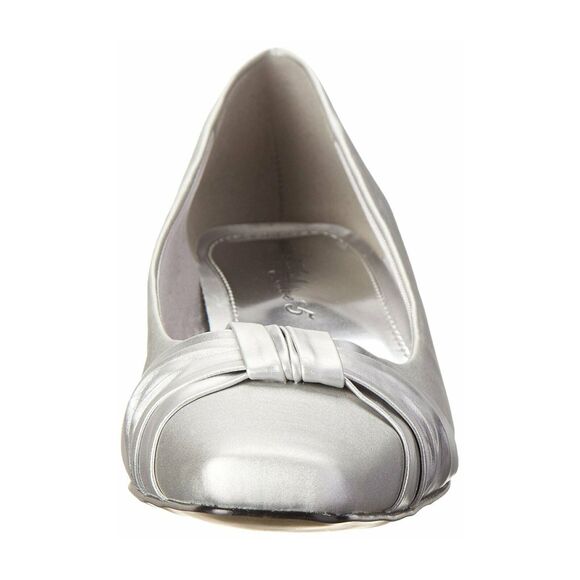 Easy Street Women Waive Classic Kitten Pump Heels Size US 9M Silver Satin - Picture 3 of 6